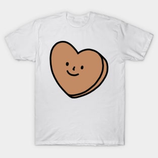 Brown Heart with Face | Quirky Heart T-Shirt